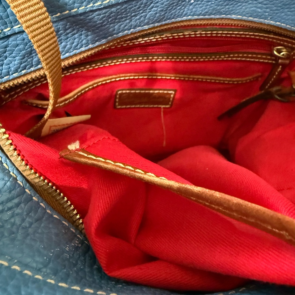 Dooney & Bourke Blue and Brown Leather Tote - Picture 11 of 12